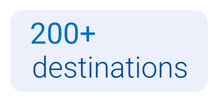 200+ destinations