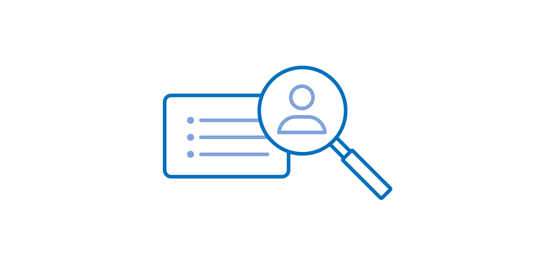 magnifying glass over a person with a list of details being revealed